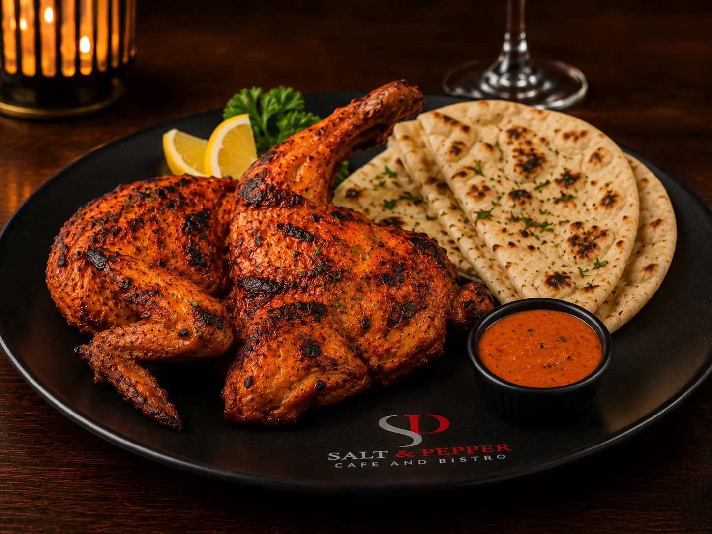 Peri Peri Chicken Half On Bone With Naan Bread