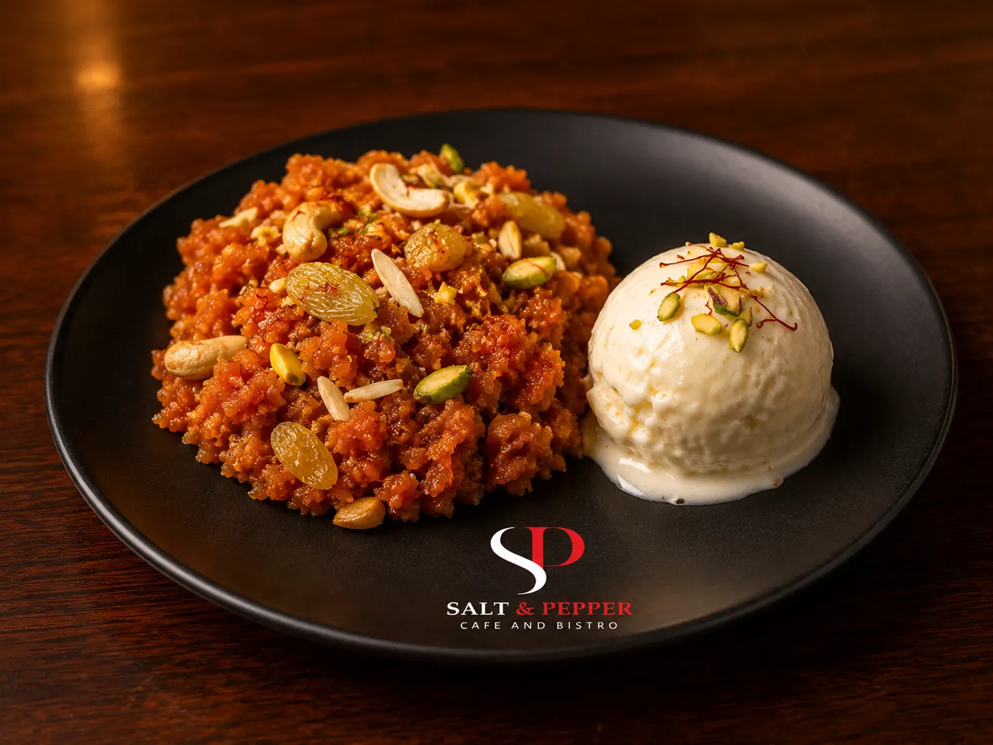 Carrot Pudding With Vanilla Ice cream
